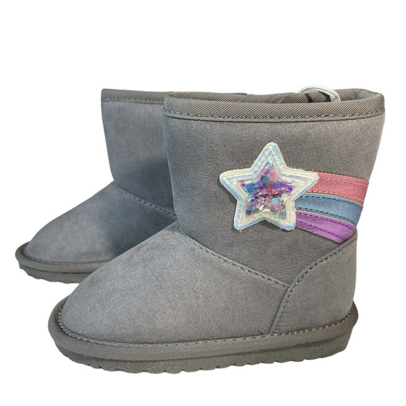 The Children’s Place Toddler Girls Shakey Star Faux Suede Boots Grey Size 5 NWT! - Picture 1 of 11